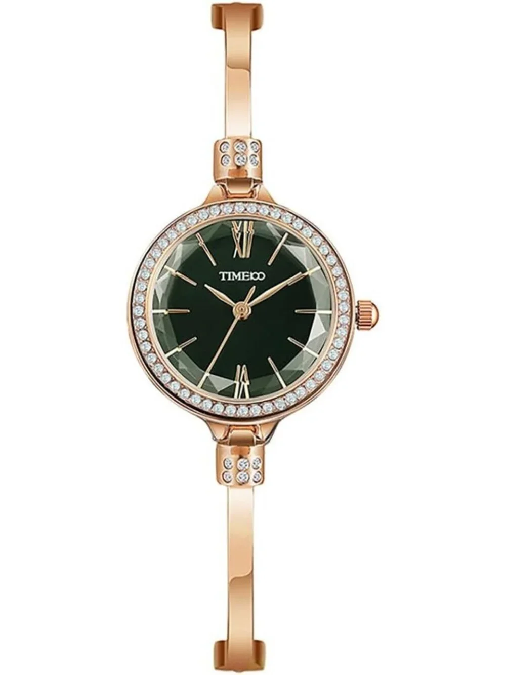 Women's Black And Gold Analog Quartz Diamonds Waterproof Movement Bracelet Watch